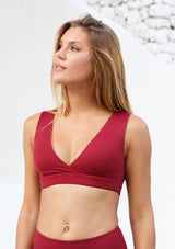 sustainable swimsuit crop top red pink