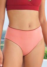 swimsuit bikini bottoms red pink high waist recycled reversible