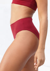 Australian swimwear red pink high waist bottoms recycled fabric