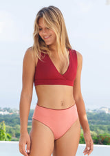 Australian  swimwear reversible crop top red pink