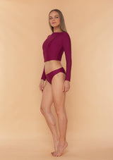 Crop top swimwear long sleeve purple